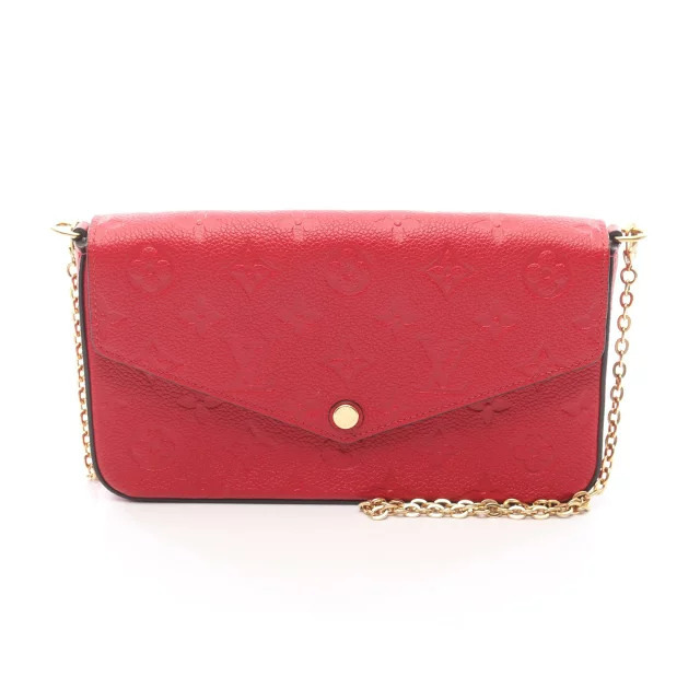 Louis Vuitton Pochette Felicie Shoulder Bag Leather Monogram Empreinte Red